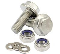 M8 Flanged Hexagon Bolts With Nyloc Nuts & Washers A2 Stainless Steel Screws (10, M8 x 60mm)