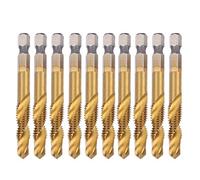 M8 HSS Screw Tap Kit 10pcs High Speed Steel Coated Thread Tap Drill Bits Hex Shank Tapping Tools for Carbon Steel Copper Aluminum Alloy Drilling