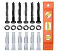 M8 Lag Bolts, TV Wall Mount Hardware Kit With Lag Screws, Washers, Anchors And Bubble Level For Secure Installation On Wood Stud, Concrete Or Brick Walls