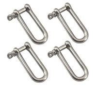 M8 Long D Ring Shackle 304 Stainless Steel Anchor Shackle With Screw Pin For Material Handling,Rigging Accessories,Connecting Chains and Ropes (Pack of 4)