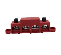 M8 M10 4 Ways Wiring Rows Bus Bar Terminal Block, Power Distribution Block Car for Industrial, Residential(1PCS-Red-M10)