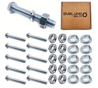 M8 Nut, Bolt & Spring Washer Set - 10 Pack: M8x50 Bolts, Nuts & Spring Washers