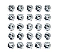 M8 Nyloc Steel Nuts, 8mm Self Locking Nuts with Nylon Inserts (25 Pack)