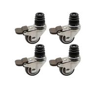 M8 Threaded Rubber Wheels 4-Pack 1.5" with Brake Heavy-Duty Trolley Casters 80 kg Load Capacity Ideal for Shelving Units and Tubular Frames (M8x25MM)