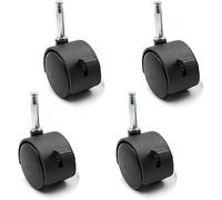 M8 Threaded Swivel Casters, 2-Inch Plastic Wheels, 50mm Furniture Casters with Brake, Heavy-Duty Rolling Casters for Easy Mobility and Stability
