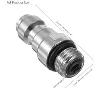 (M8) Threads PCP Fill Nipple Stainless Steel 8mm Air Tank One Way Foster Fitting Screwed Joint