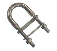 M8 x 100mm U Bolt Marine Hardware - A4 316 Stainless Steel Round Bend U-Bolt with Nuts & Plate for Boat Deck, Yacht Rigging, Pipe Clamp, Trailer & Outdoor Fixing
