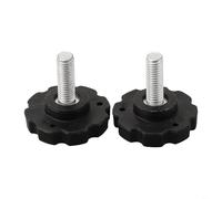 M8 X 25mm Star Hand Knob Tightening Screw For Umbrella Base, Zinc Plated Steel Threaded Bolt With Plastic Head, Tool Garden Parasol Replacement Part, Black And Silver, 2 Pack(2pcs)