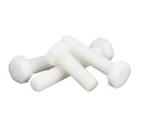 M8 x 25mm White Nylon Hex Head Cap Bolts Screws, Plastic Hexagon Nuts, Full Thread Nylon Hexagon Head Cap Bolts, 30Pcs