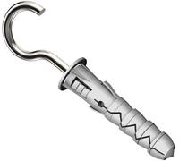 M8 x 40mm C Shaped Hook Expansion Wall Plug with Screw Wall Hanger (Pack of 6)