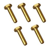 M8 x 50mm Solid Brass Hex Bolts Fully Threaded Hexagon Screws DIN933 (pack of 5)