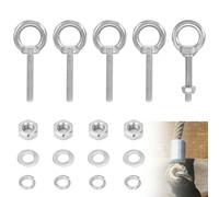 M8 x 80mm Eye Bolt, 6Pcs Lifting Shoulder Ring Eye Bolts with Nuts Washers 304 Stainless Steel Eyebolts for Hanging Hammocks Articles