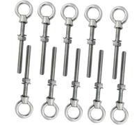 M8 x 80mm Long Shank Eye Bolt + Nut & Washer, Pack 10, A4 316 Marine | Long shank with closed ring eye. Hex nut and flat washer included. Boat, sailing, deck, rigging, awning, marine hardware.