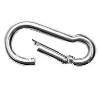 M8 x 80mm Steel Snap Hook Carabiner Clip Snap Hook Spring Loaded Steel Karabiner (Pack of 2) B10D