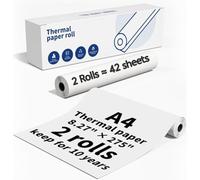 M832 Thermal Paper A4 2 Rolls,Thermal Printer Paper,Compatible with M08F,M832,M833,M834 Thermal Portable Printer,Compatible with Phomemo M08F Portable Printer,210mm*6.5m,2 Rolls, 42sheets
