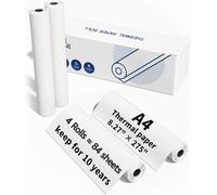 M832 Thermal Paper A4 4 Rolls,Thermal Printer Paper,Compatible with M08F,M832,M833,M834 Thermal Portable Printer,Compatible with Phomemo M08F Portable Printer,210mm*6.5m,84 Sheets