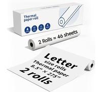 M832 US Letter Thermal Paper 2 Rolls,Thermal Printer Paper,Compatible with M832,M08F-Letter,M833,M834 Thermal Printers,Compatible with Phomemo M832 Portable Printer,216mm*6.5m,46 Sheets