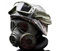 M88 Lightweighting Tactical Helmet and Gas Mask Set | Fan-Filter, PC Shatter-Resistant Lens, for Airsoft MilSim Cosplay Simulation Game Prop