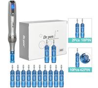 (M8S+10Pcs 42PIN) Dr.Pen Ultima M8S Professional Microneedle Micro Needle Scar Acne Removal MTS Derma Pen Microneedling With 12Pcs Cartridges Skin Care Beauty Device