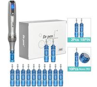 (M8S+10Pcs Nano RD) Dr.Pen Ultima M8S Professional Microneedle Micro Needle Scar Acne Removal MTS Derma Pen Microneedling With 12Pcs Cartridges Skin Care Beauty Device