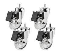 M8X15mm|M10X15mm Threaded Shaft Swivel Castors, 4 Pcs 75mm Furniture Transparent Replacement Rubber Castors for Furniture, Sofa, Chair, Cabinet (Size: M8 x 15mm, Col