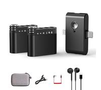 M9 Smart Wireless Lavalier Microphone - Professional Audio System with Excellent Sound Quality, 100m Range. Perfect for iPhone, Android, Camera, Live Streaming, VLOG Recording (Black ( 2TX+1RX))