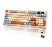 M96 2.4G & BT5.0 Dual Mode Wireless Gaming Keyboard with 94 Keys-Blue | Smart Display & Knob, 90% Membrane Semi-mechanical Computer Keyboard, Rainbow Backlit, 3000mAh Rechargeable for PC/Mac/Office