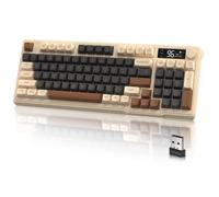 M96 2.4G & BT5.0 Dual Mode Wireless Gaming Keyboard with 94 Keys-Coffee | Smart Display & Knob, 90% Membrane Semi-mechanical Computer Keyboard, Rainbow Backlit, 3000mAh Rechargeable for PC/Mac/Office