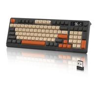M96 2.4G & BT5.0 Dual Mode Wireless Gaming Keyboard with 94 Keys-Gray | Smart Display & Knob, 90% Membrane Semi-mechanical Computer Keyboard, Rainbow Backlit, 3000mAh Rechargeable for PC/Mac/Office