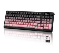 M96 2.4G & BT5.0 Dual Mode Wireless Gaming Keyboard with 94 Keys-Pink | Smart Display & Knob, 90% Membrane Semi-mechanical Computer Keyboard, Rainbow Backlit, 3000mAh Rechargeable for PC/Mac/Office