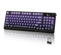 M96 2.4G & BT5.0 Dual Mode Wireless Gaming Keyboard with 94 Keys-Purple | Smart Display & Knob, 90% Membrane Semi-mechanical Computer Keyboard, Rainbow Backlit, 3000mAh Rechargeable for PC/Mac/Office