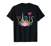 Ma Chérie Paris I Love Paris Eiffel Tower France Floral T-Shirt