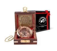 MA HANDICRAFTS Be Strong Brass Compass with Wooden Box Graduation Gifts, Pirate Accessories & Baptism Gift for Boys Steampunk Travel Compasses for Missionary, Inspirational & Sentimental Compass