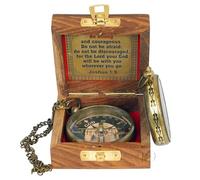 MA HANDICRAFTS Engraved Brass Compass “Be Strong and Courageous” - Joshua 1:9 - Vintage Confirmation Gift for Boys, Son, Men - Christian Baptism & Graduation Keepsake with Gift Box