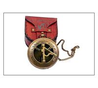 MA HANDICRFT Brass Working 3-Inch Sundial Compass with Leather Case - Vintage Nautical Navigation Tool - Antique Pocket Compass for Hiking, Camping, Sailing, Gift for Men, Scouts, Collectors