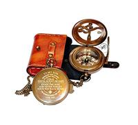MA HANDICRFT Vintage Brass Sundial Compass Nautical Working Pocket Compass with Leather Case Accurate Outdoor Navigation Tool for Hiking Camping Sailing Adventure Gift for Men & Collectors