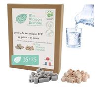Ma Maison Durable EM® Pack of 60 Ceramic Beads - Pack of 35 Grey + 25 Roses - Natural Tap Water Purifier Filter - Natural Chlorine Limestone Filtration Balls for Pitcher Decanter Water Fountain