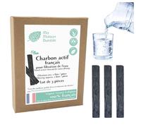 Ma Maison Durable | French Vegetable Activated Carbon Sticks x 3 pcs | Filtration 1L/Stick for 6 Months | Natural Water Purifier Filter | Oak or French Beech | Ideal for Carafe, Bottle
