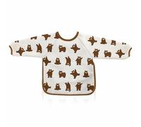 MA NASIR Baby Weaning Bib Mess Proof Eating Feeding Bib With Long Sleeves Back Fastening Wipe Clean Coverall Bib Painting Apron For Infants & Toddlers Baby Weaning Essentials Bear Design (1pk)