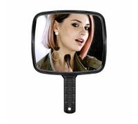 MA NASIR Hand Mirror Shaving Salon Handheld Mirror with Handle Makeup Black Multi Purpose Hand Hanging Hole Suitable for Women Man Children Salon Accessories 28cm x 13cm (1pc)