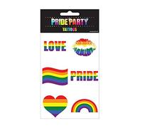 MA ONLINE 6 Piece 5x5cm Rainbow Colour Temporary Pride Tattoo Adults Fancy Dress Party Accessory