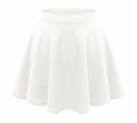 MA Online Kids Girls Children High Waisted Stretch Plain Flippy Flared Short Skater Skirts White 11-12 Years