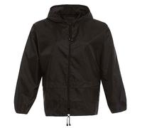 MA ONLINE Kids Waterproof Raincoat Shower Proof Drawstring Hooded Jacket Cagoule Raincoat (Black 9-10 Years)