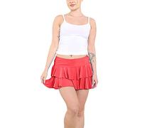 MA ONLINE Ladies 80s Theme Party Mini RARA Skirt Womens Casual and Party Wear Frill Skirt Red Large/X-Large