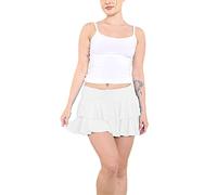 MA ONLINE Ladies 80s Theme Party Mini RARA Skirt Womens Casual and Party Wear Frill Skirt White Small/Medium