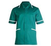 MA Online Mens Work Wear Office Uniform Top Adults Contrast Panel Collared Nursing Tunic Top (Bottle Green Large)