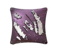 MA ONLINE Reversible Pillow Cases Mermaid Glitter Diamante Sequins Cushion Covers Home Decor Bedding Accessories Purple/Silver One Size (18x18 Inches)