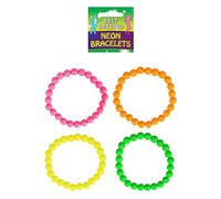 MA ONLINE Womens 80s Disco Party Jewellery Bangles Ladies Neon Beads Necklace Accessory (Neon Bracelet 4 Assorted) One Size