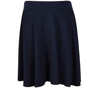 MA ONLINE Womens Fancy Elasticated Checked Print Plain Flared Skirt Ladies Knee Length Stretchy Skater Midi Skirt Navy Blue UK 20