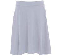 MA ONLINE Womens Fancy Elasticated Checked Print Plain Flared Skirt Ladies Knee Length Stretchy Skater Midi Skirt Light Grey UK 14